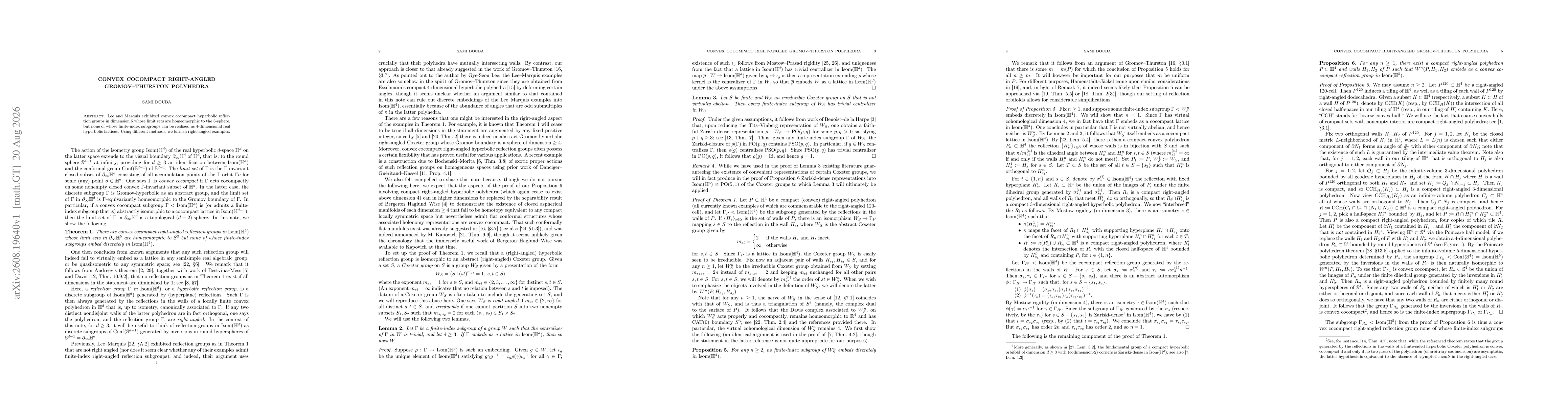 Thumbnail for Convex cocompact right-angled Gromov-Thurston polyhedra