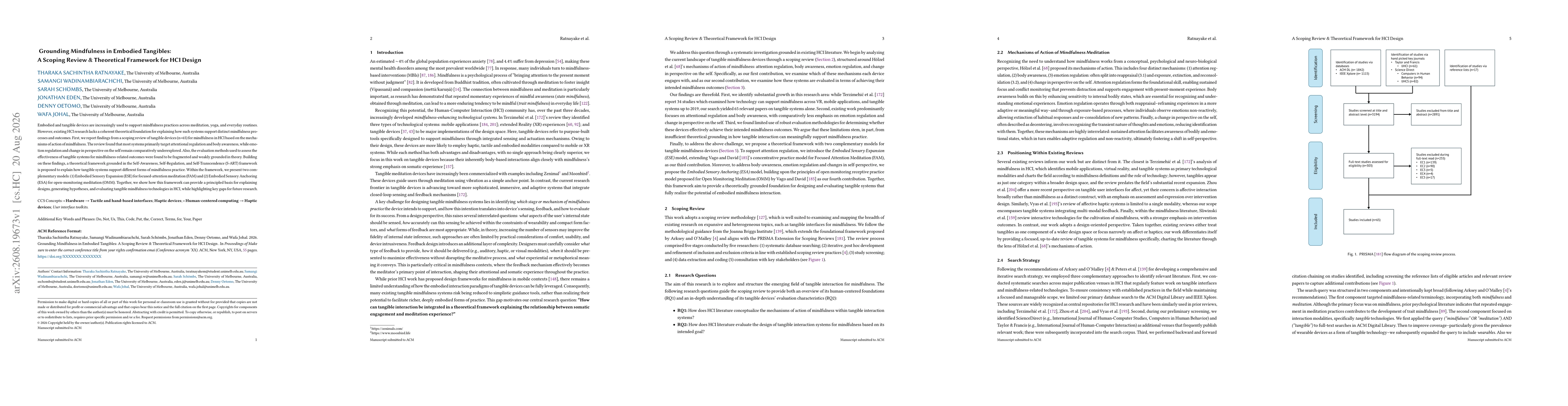 Thumbnail for Grounding Mindfulness in Embodied Tangibles: A Scoping Review & Theoretical Framework for HCI Design