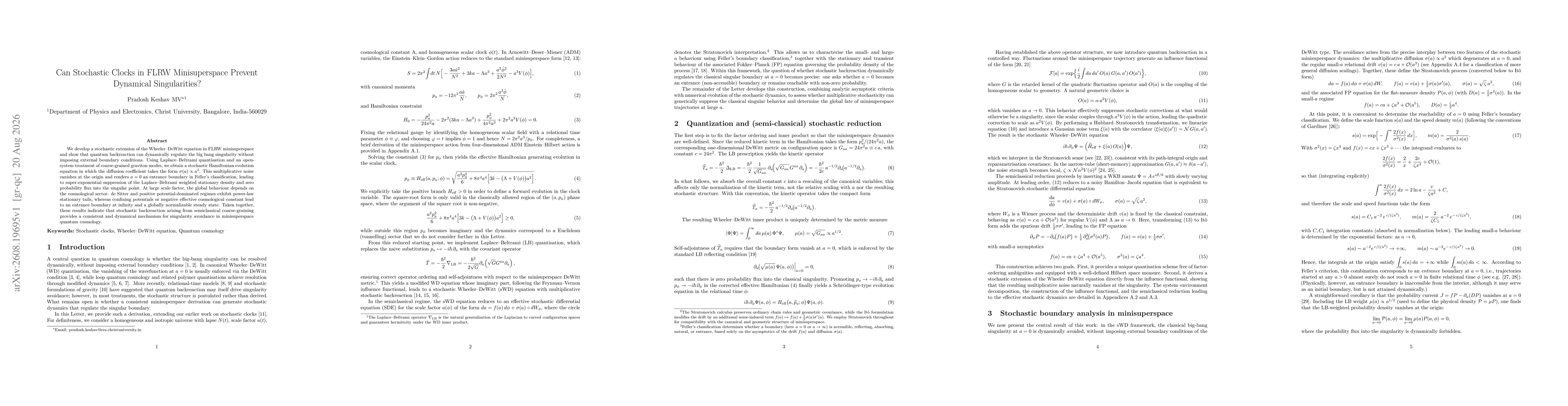Thumbnail for Can Stochastic Clocks in FLRW Minisuperspace Prevent Dynamical Singularities?