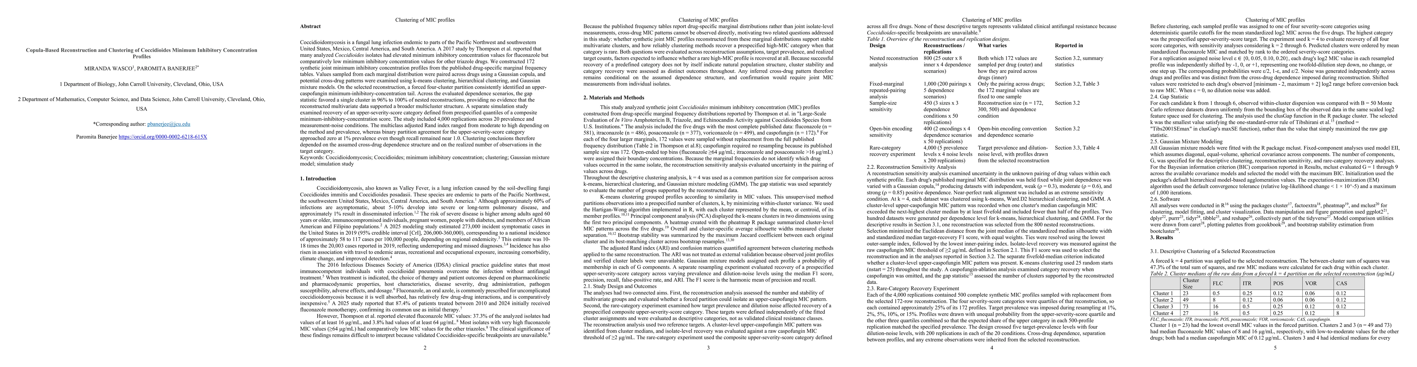 Thumbnail for Copula-Based Reconstruction and Clustering of Coccidioides Minimum Inhibitory Concentration Profiles