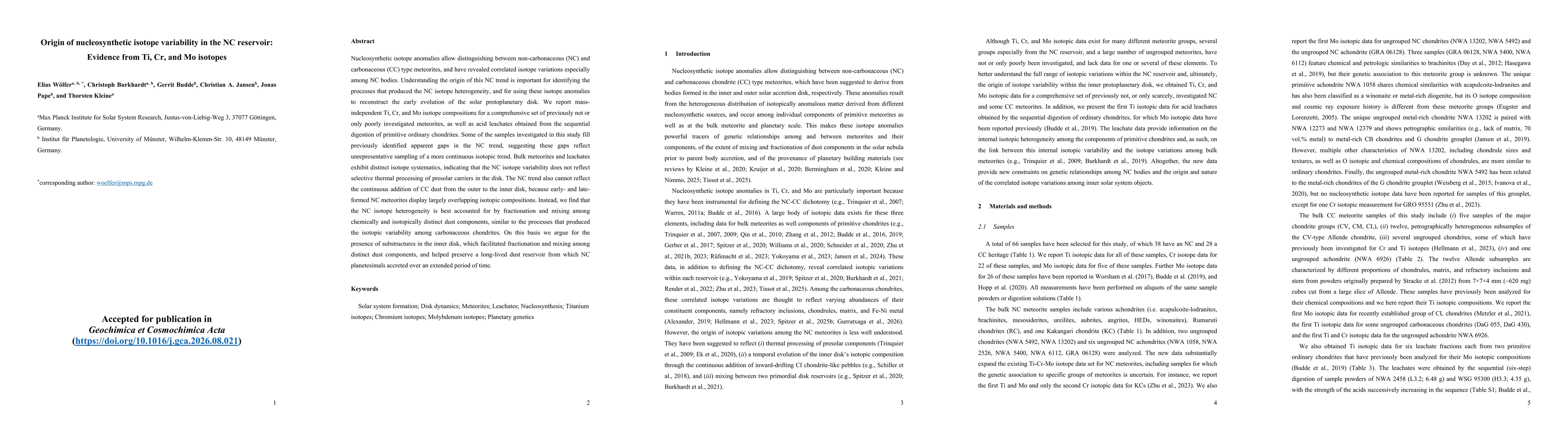 Thumbnail for Origin of nucleosynthetic isotope variability in the NC reservoir: Evidence from Ti, Cr, and Mo isotopes