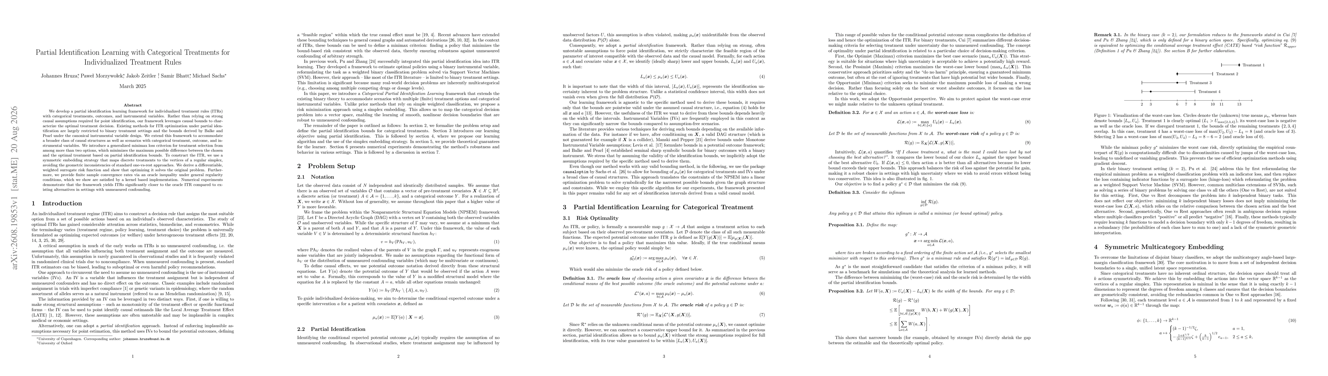 Thumbnail for Partial Identification Learning with Categorical Treatments for Individualized Treatment Rules