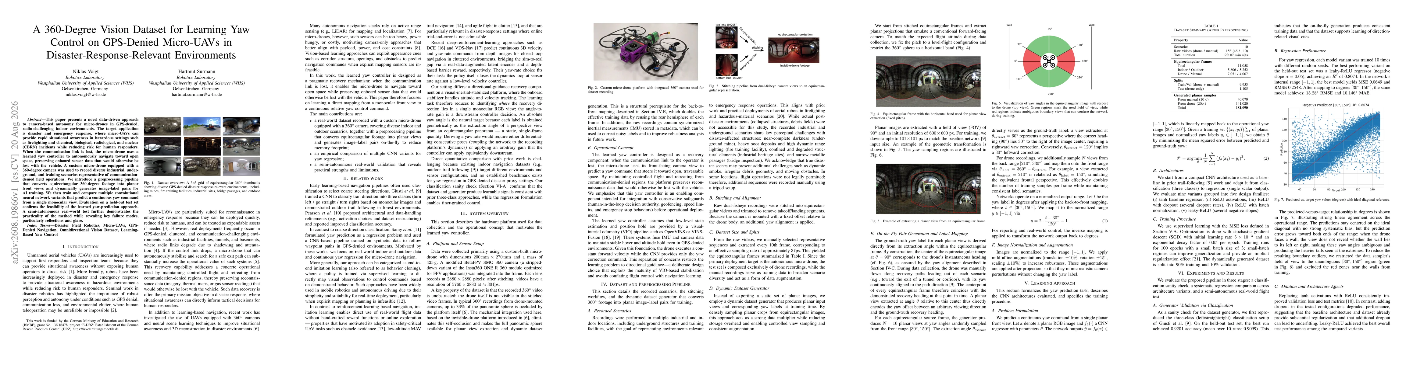 Thumbnail for A 360-Degree Vision Dataset for Learning Yaw Control on GPS-Denied Micro-UAVs in Disaster-Response-Relevant Environments