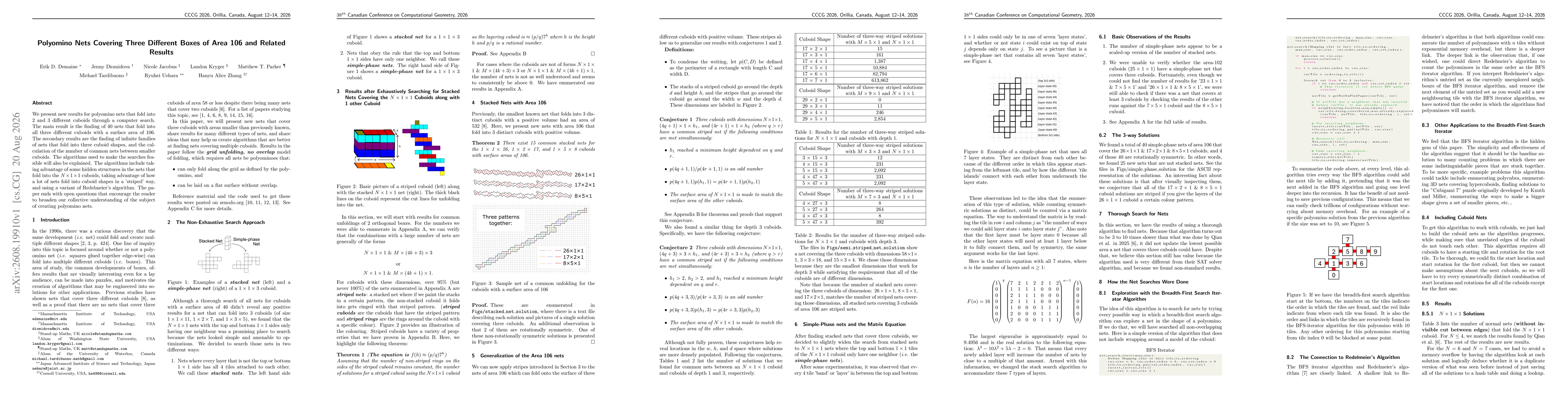 Thumbnail for Polyomino Nets Covering Three Different Boxes of Area 106 and Related Results