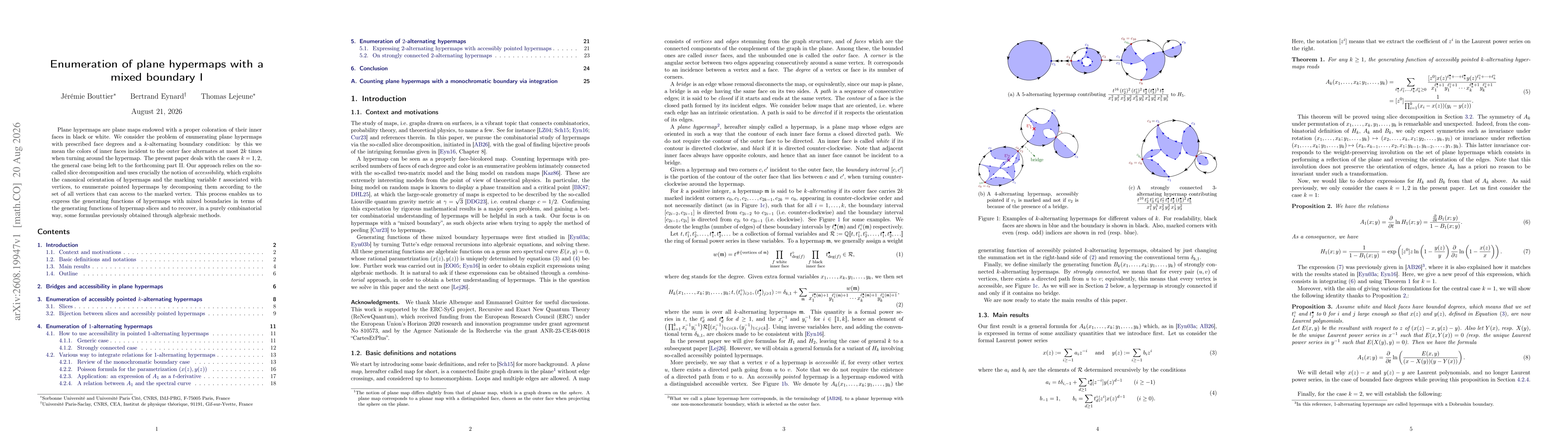 Thumbnail for Enumeration of plane hypermaps with a mixed boundary I