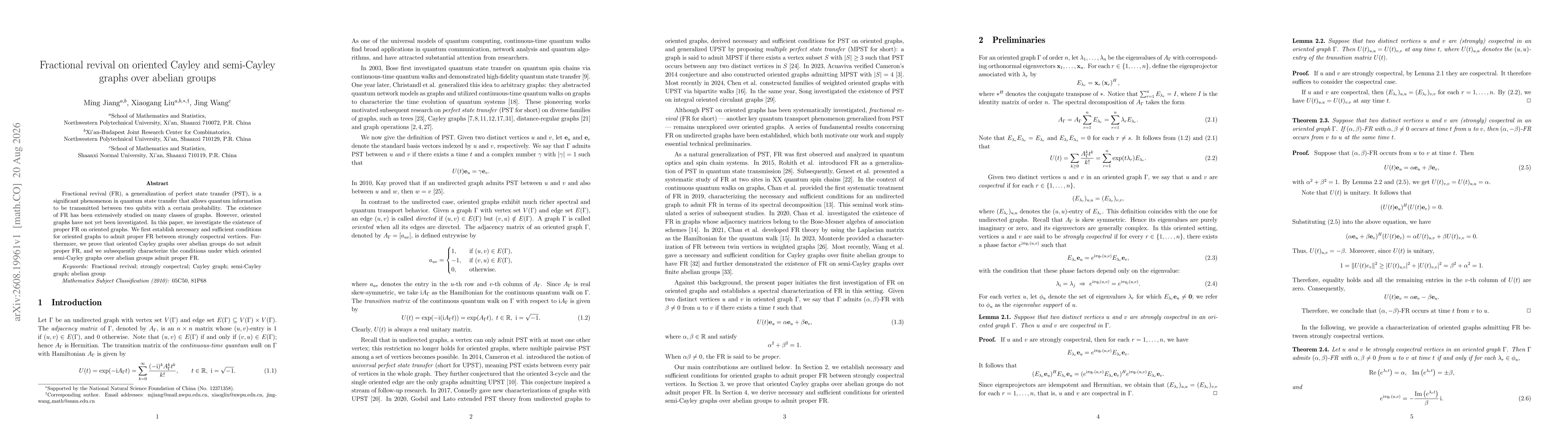 Thumbnail for Fractional revival on oriented Cayley and semi-Cayley graphs over abelian groups
