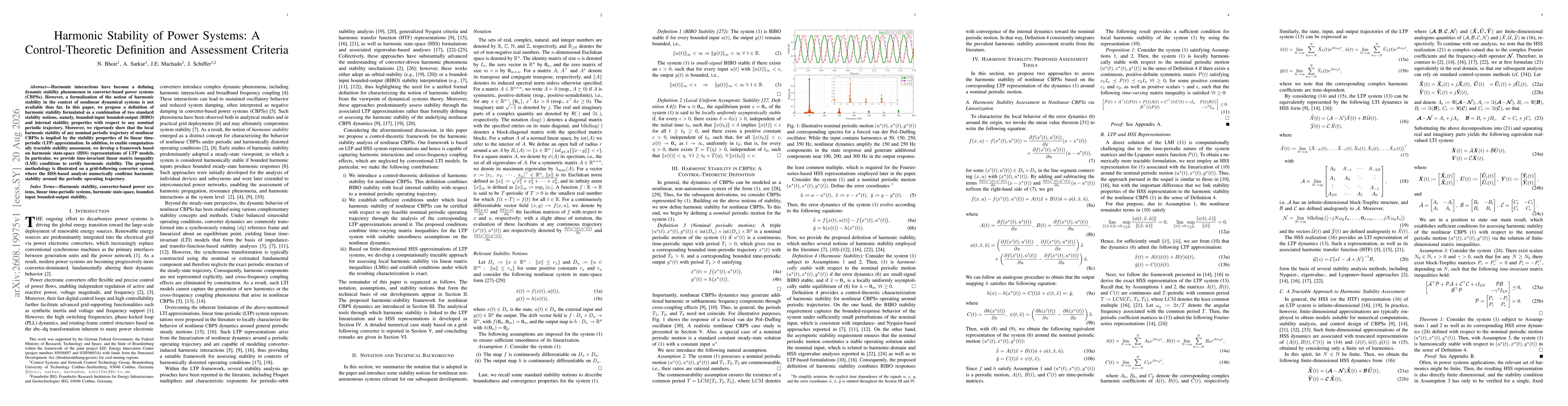 Thumbnail for Harmonic Stability of Power Systems: A Control-Theoretic Definition and Assessment Criteria