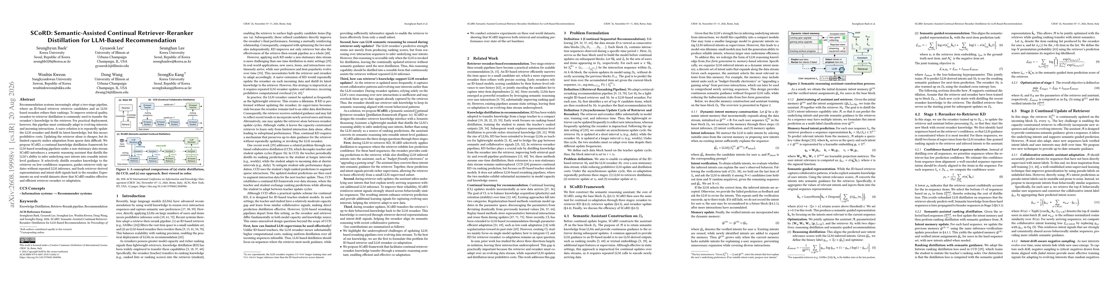Thumbnail for SCoRD: Semantic-Assisted Continual Retriever-Reranker Distillation for LLM-Based Recommendation