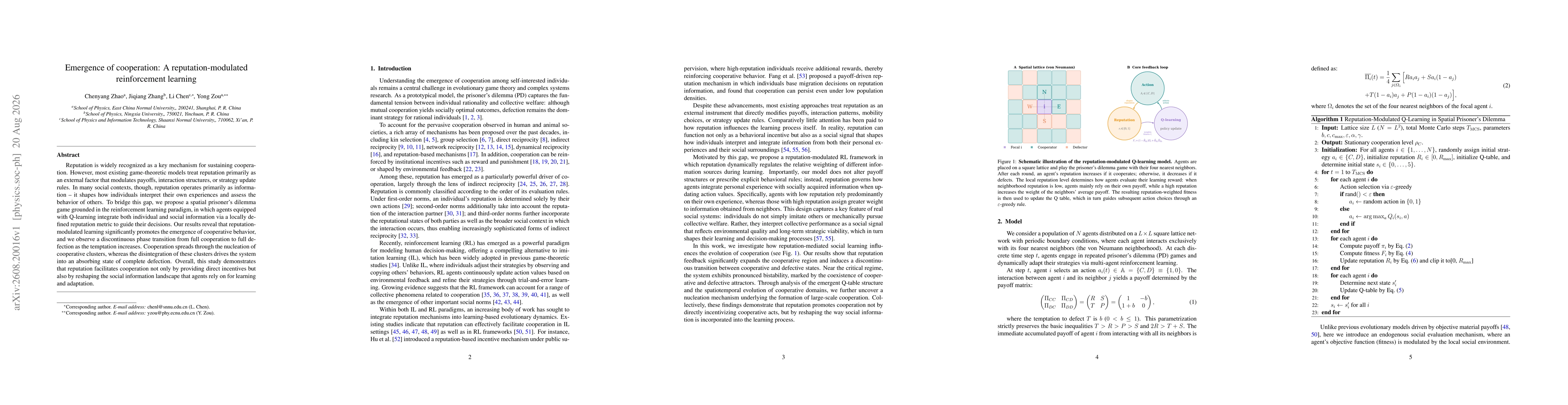 Thumbnail for Emergence of cooperation: A reputation-modulated reinforcement learning