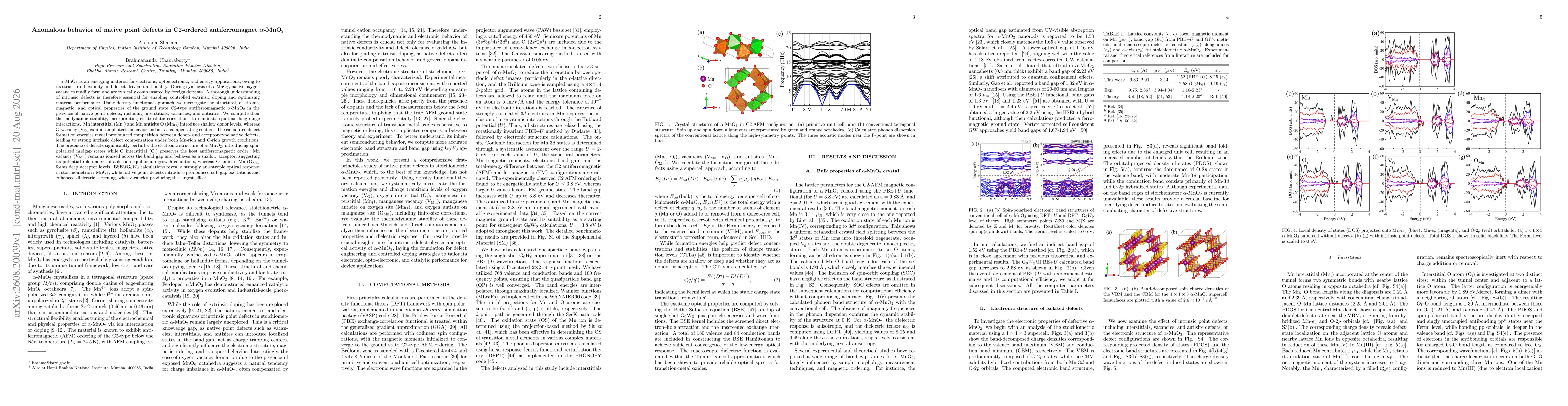 Thumbnail for Anomalous behavior of native point defects in C2-ordered antiferromagnet $α$-MnO$_2$