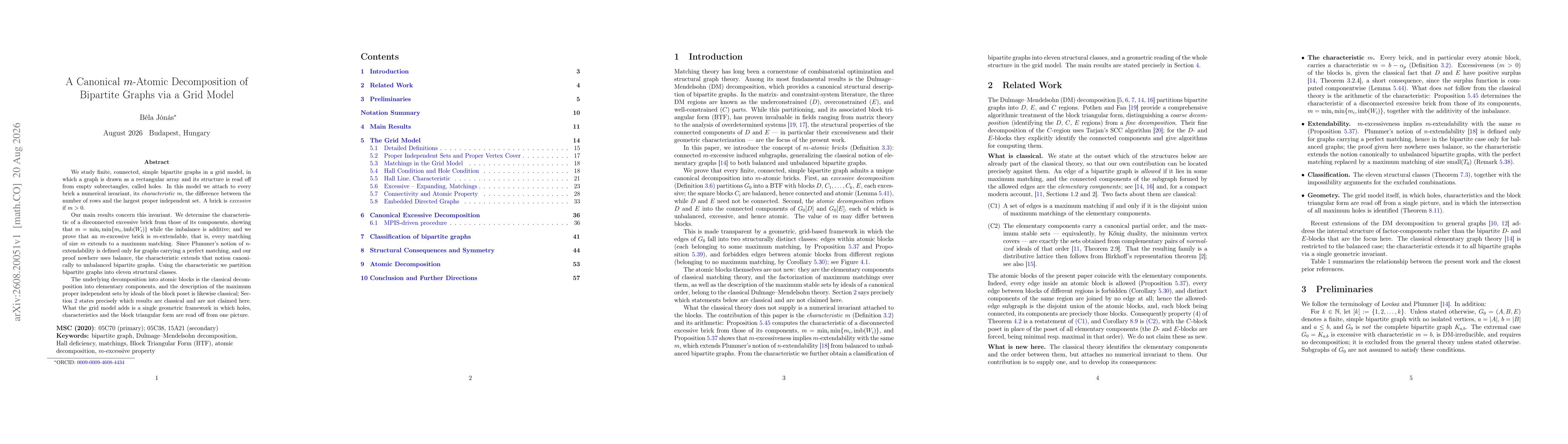Thumbnail for A Canonical m-Atomic Decomposition of Bipartite Graphs via a Grid Model