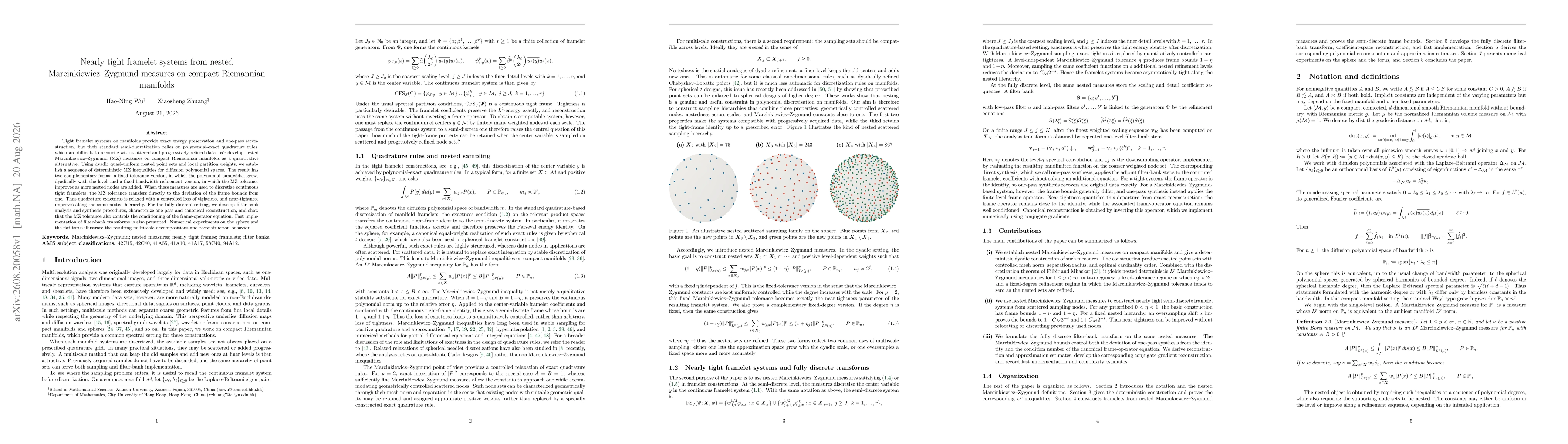 Thumbnail for Nearly tight framelet systems from nested Marcinkiewicz--Zygmund measures on compact Riemannian manifolds