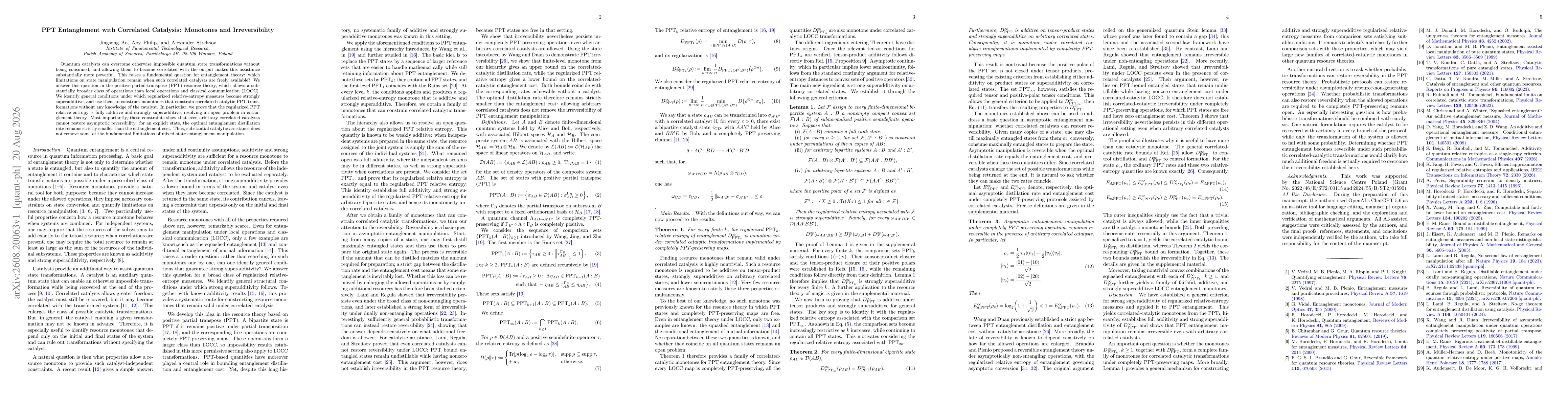 Thumbnail for PPT Entanglement with Correlated Catalysis: Monotones and Irreversibility