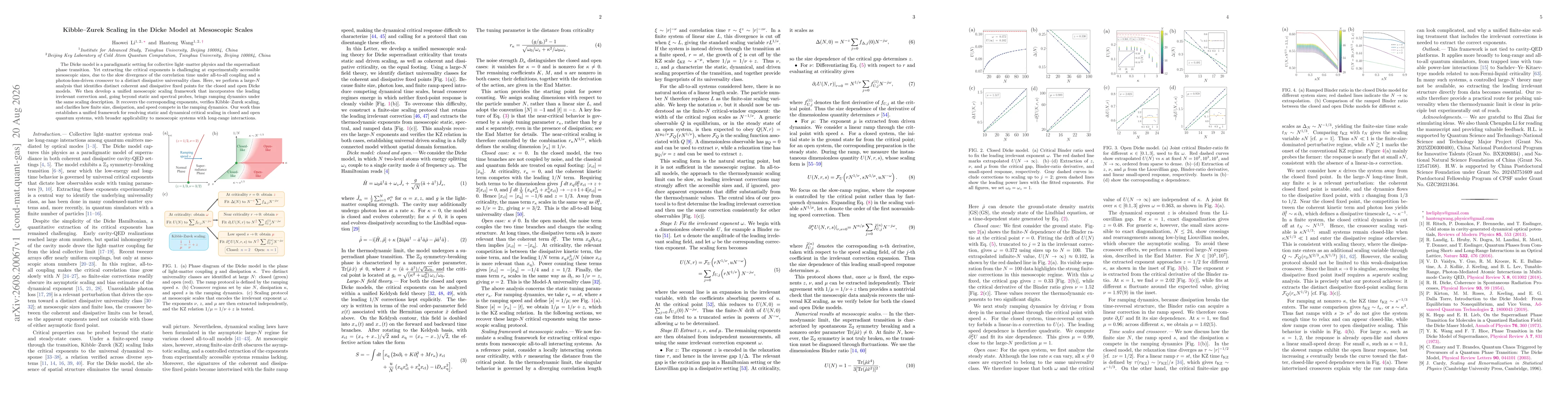 Thumbnail for Kibble--Zurek Scaling in the Dicke Model at Mesoscopic Scales