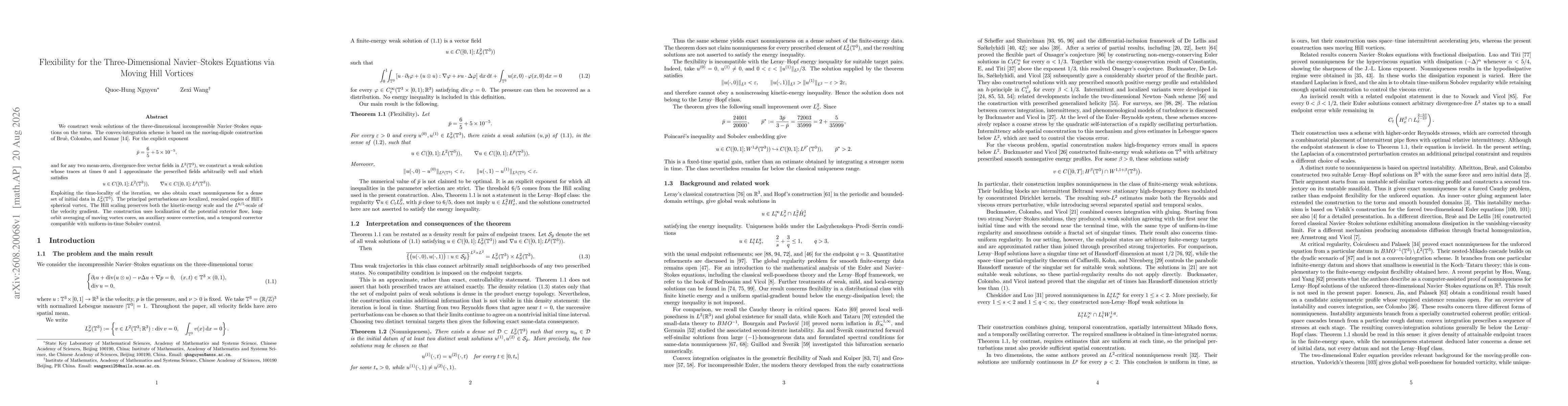Thumbnail for Flexibility for the Three-Dimensional Navier-Stokes Equations via Moving Hill Vortices