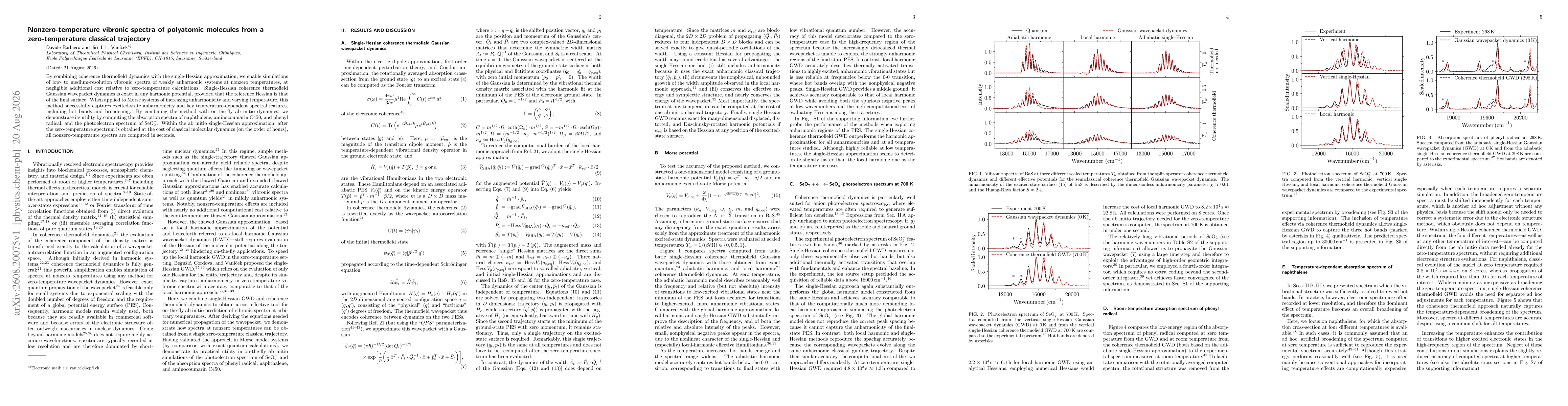 Thumbnail for Nonzero-temperature vibronic spectra of polyatomic molecules from a zero-temperature classical trajectory