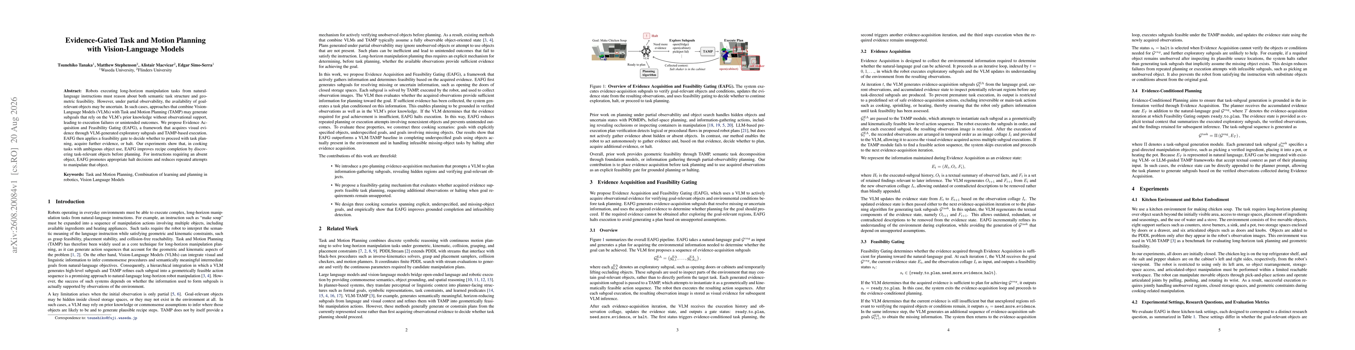 Thumbnail for Evidence-Gated Task and Motion Planning with Vision-Language Models