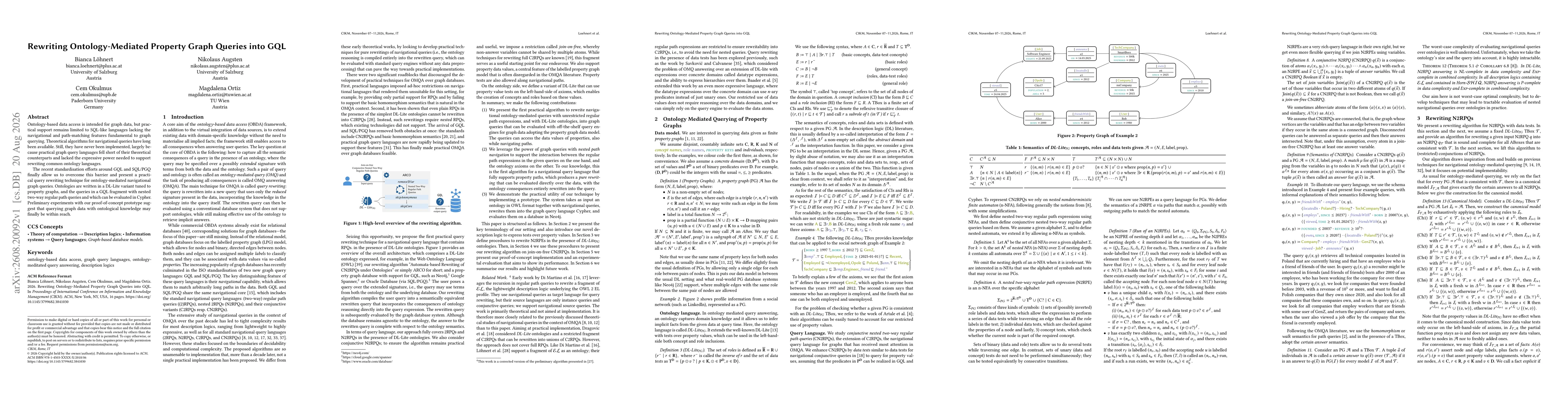 Thumbnail for Rewriting Ontology-Mediated Property Graph Queries into GQL
