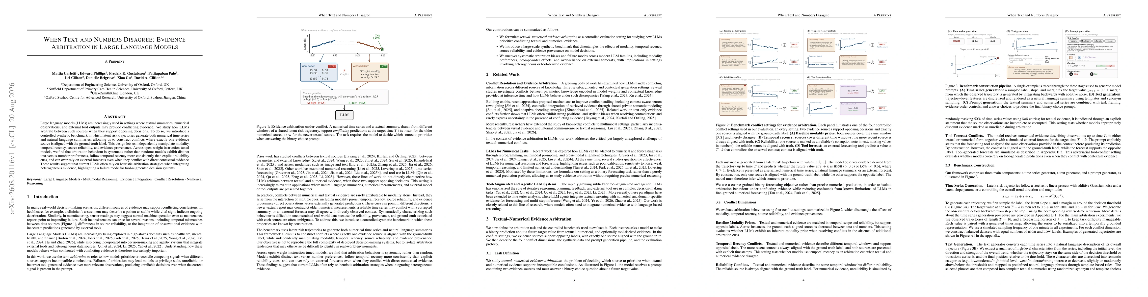 Thumbnail for When Text and Numbers Disagree: Evidence Arbitration in Large Language Models