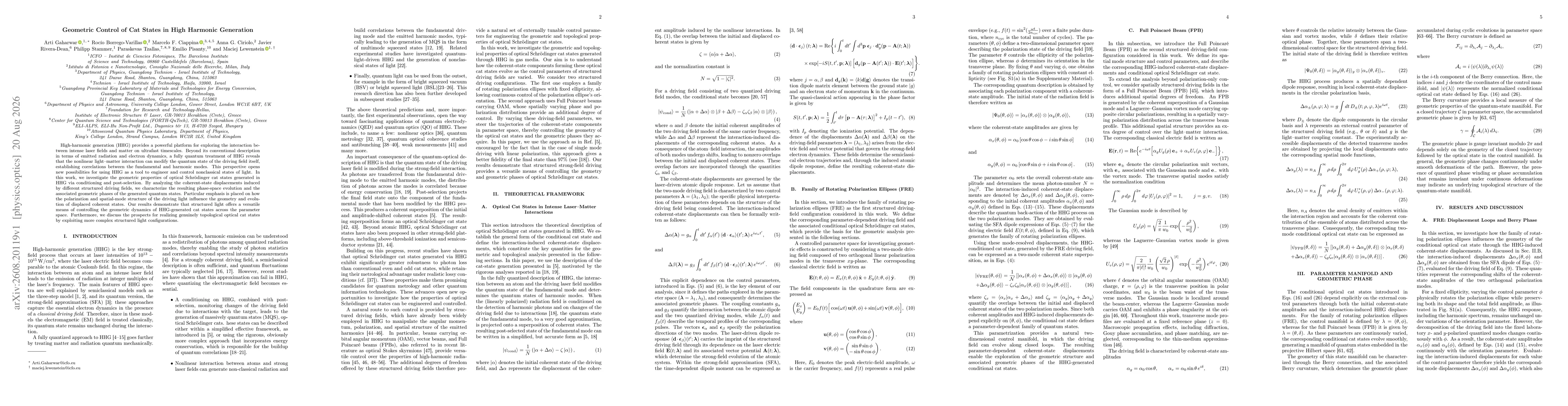Thumbnail for Geometric Control of Cat States in High Harmonic Generation