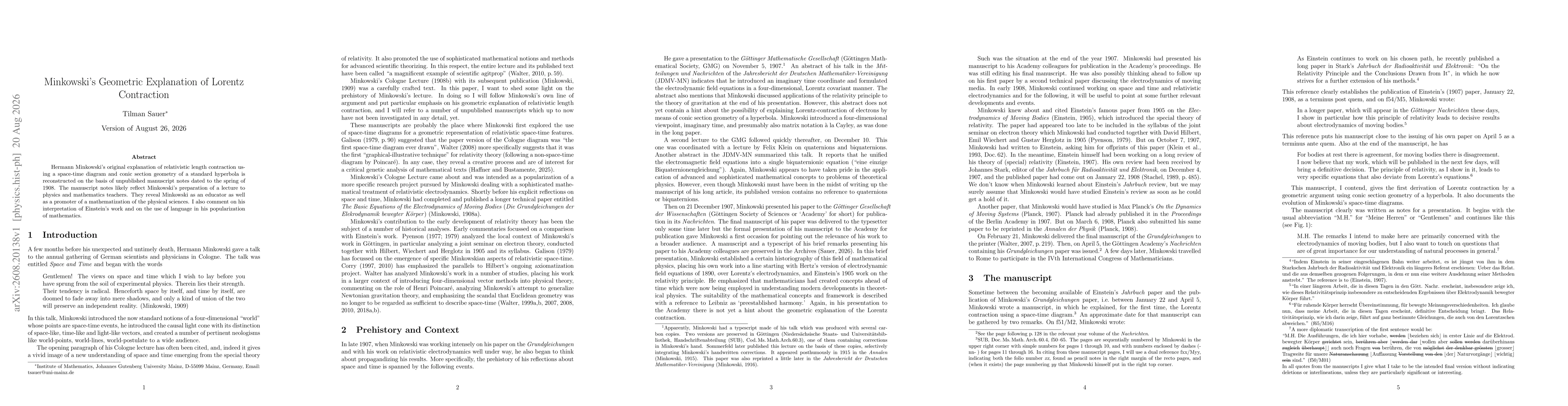 Thumbnail for Minkowski's Geometric Explanation of Lorentz Contraction