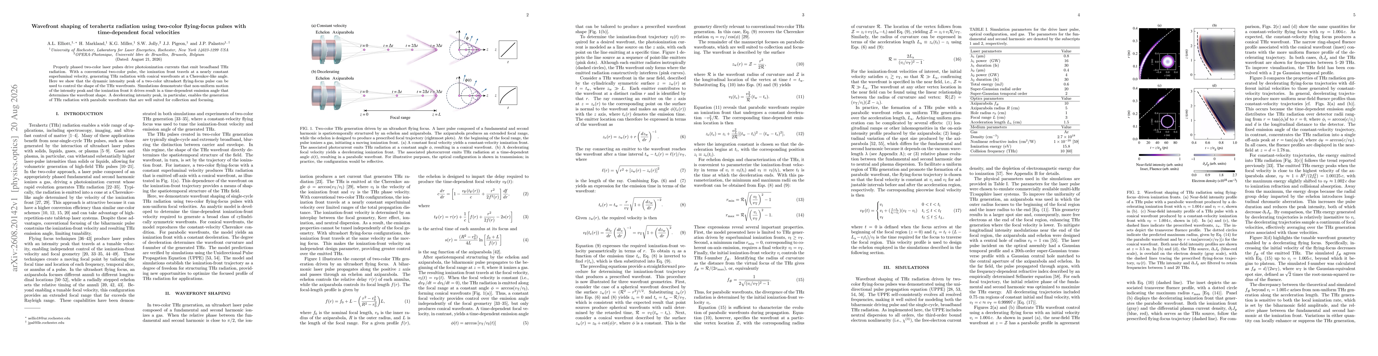 Thumbnail for Wavefront shaping of terahertz radiation using two-color flying-focus pulses with time-dependent focal velocities
