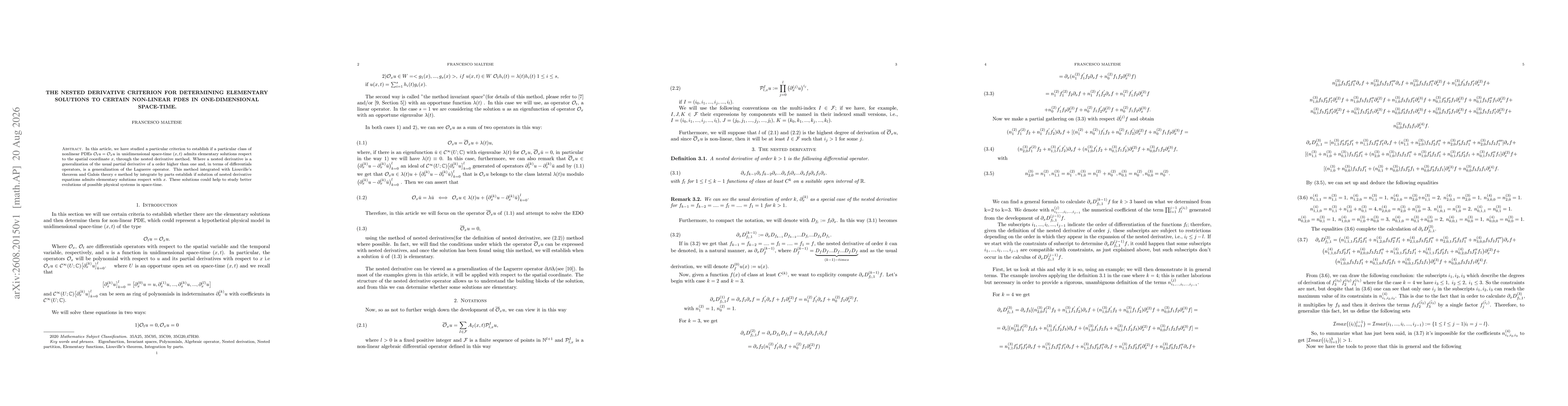 Thumbnail for The nested derivative criterion for determining elementary solutions to certain non-linear PDEs in one-dimensional space-time
