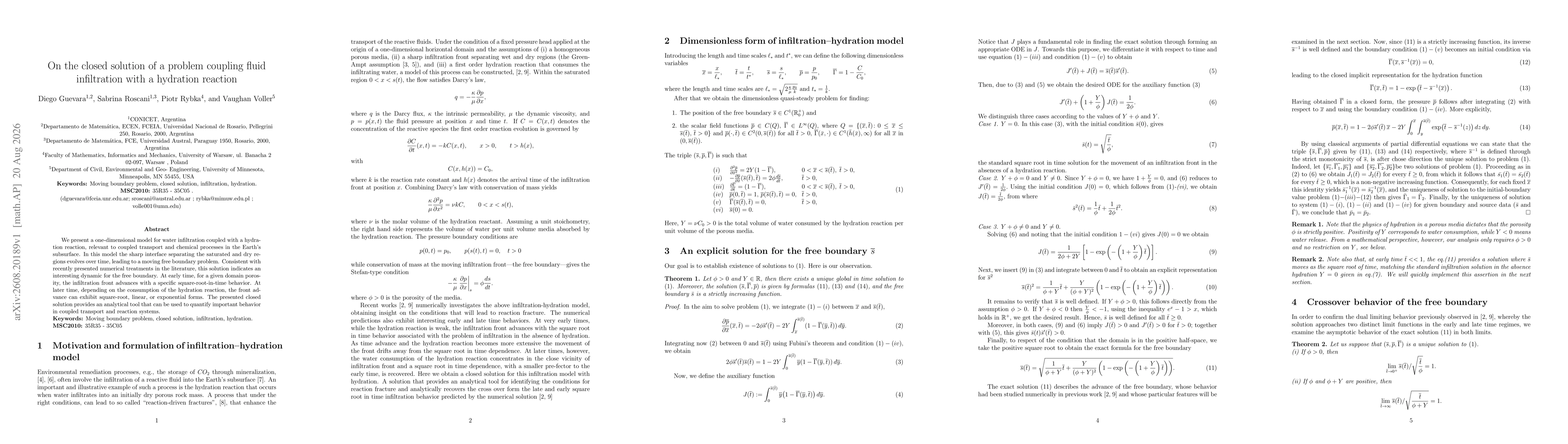Thumbnail for On the closed solution of a problem coupling fluid infiltration with a hydration reaction