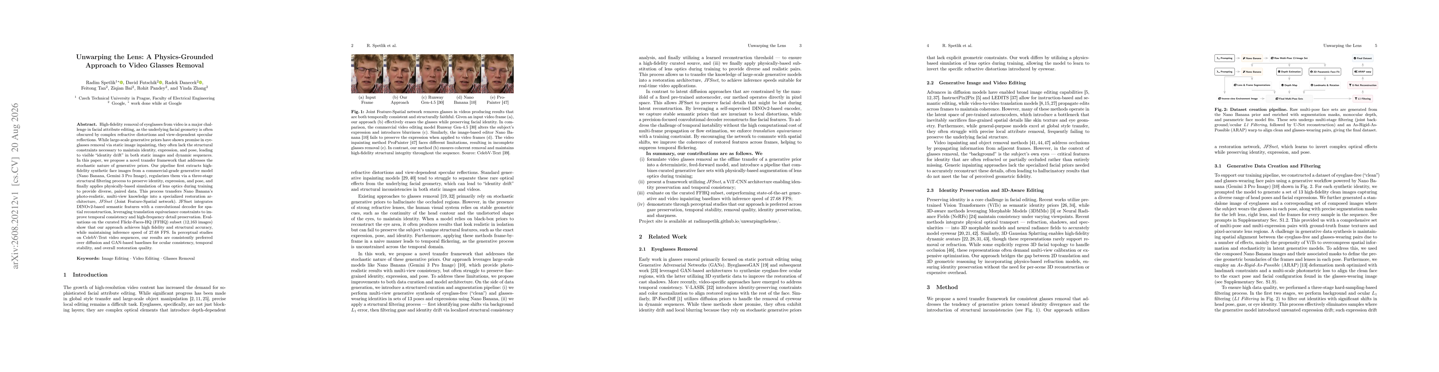 Thumbnail for Unwarping the Lens: A Physics-Grounded Approach to Video Glasses Removal