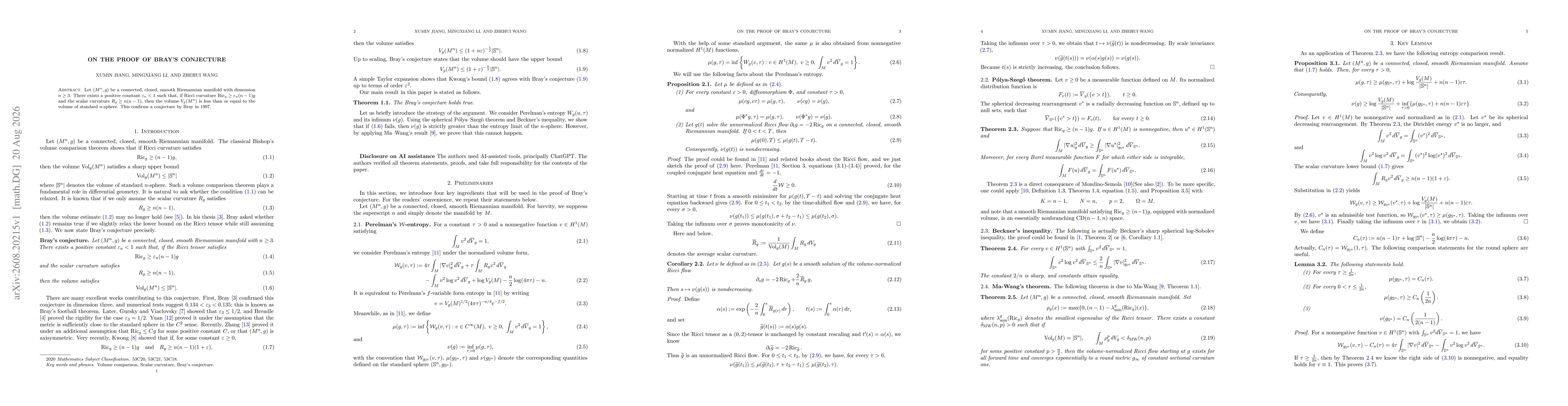 Thumbnail for On the proof of Bray's conjecture