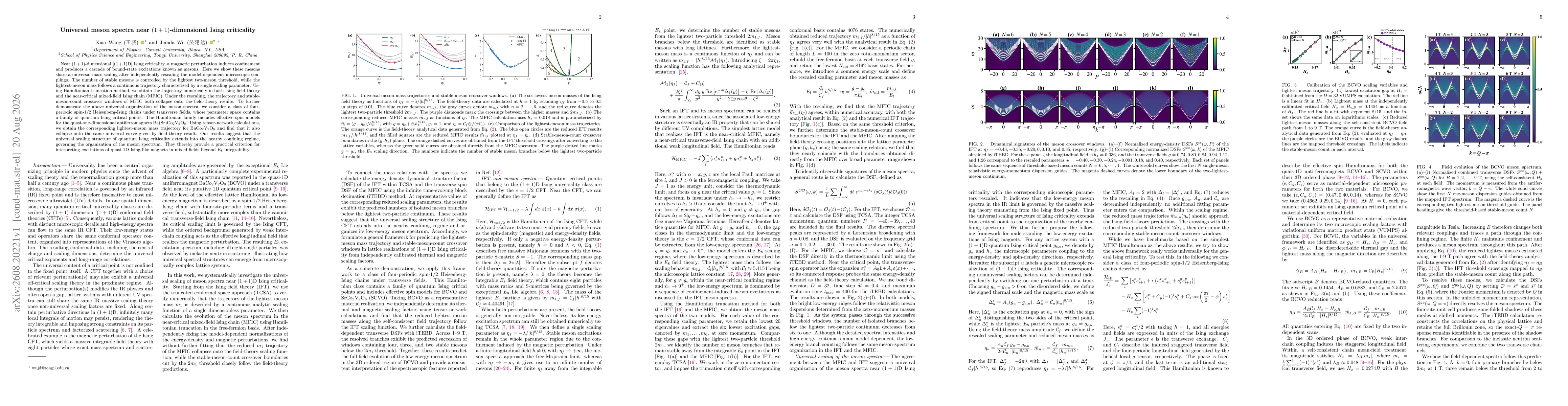 Thumbnail for Universal meson spectra near $(1+1)$-dimensional Ising criticality