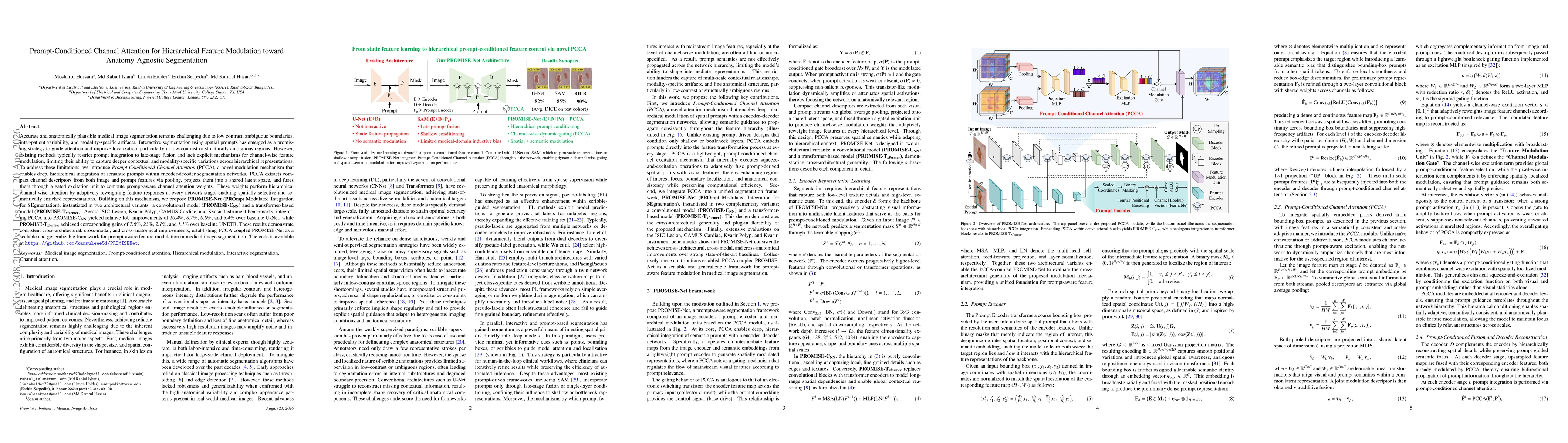 Thumbnail for Prompt-Conditioned Channel Attention for Hierarchical Feature Modulation toward Anatomy-Agnostic Segmentation