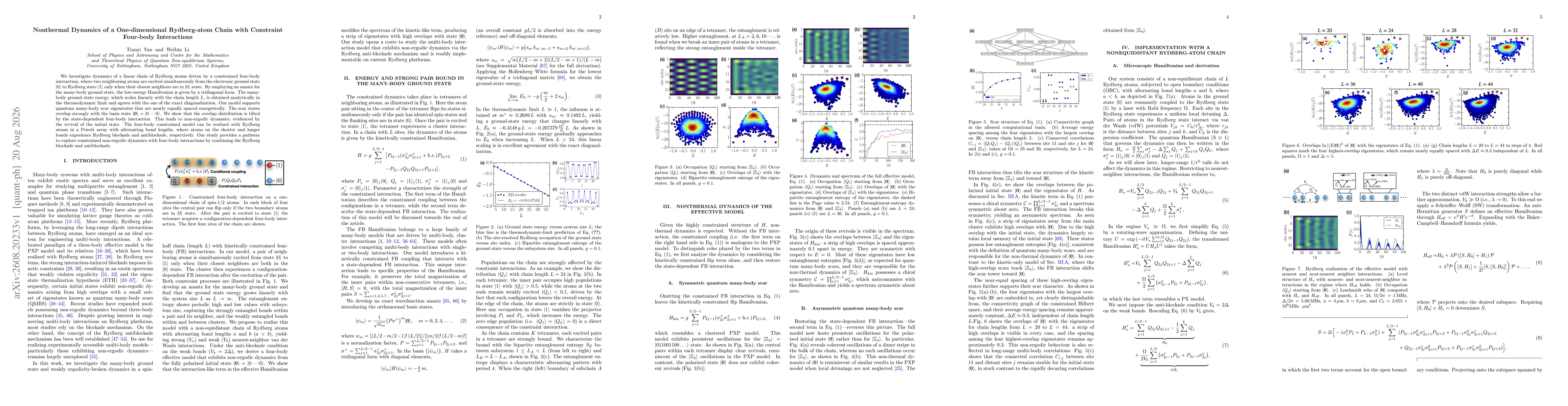 Thumbnail for Nonthermal Dynamics of a One-dimensional Rydberg-atom Chain with Constraint Four-body Interactions