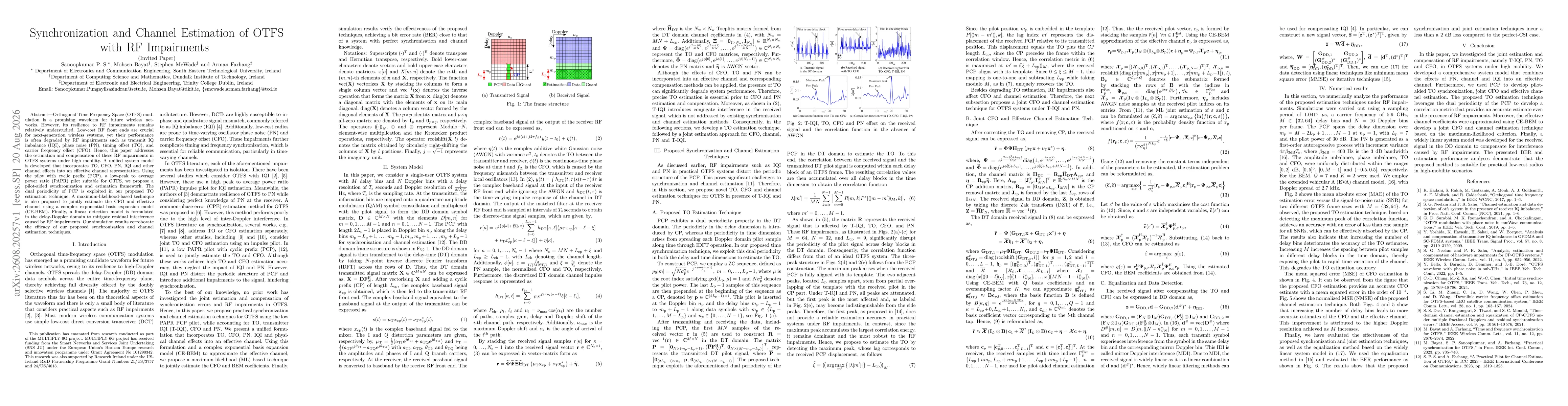 Thumbnail for Synchronization and Channel Estimation of OTFS with RF Impairments