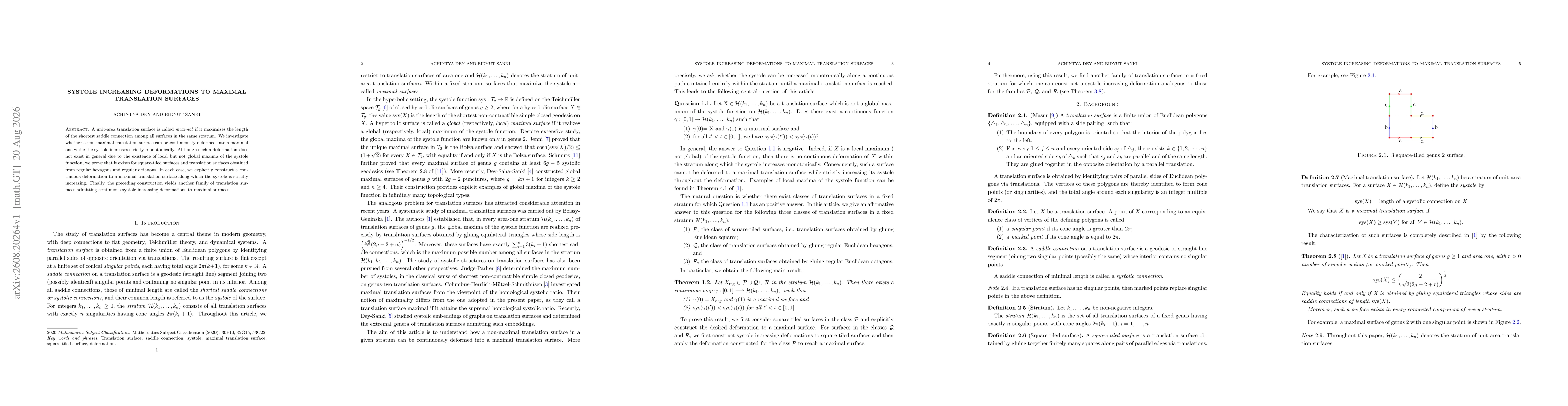 Thumbnail for Systole Increasing Deformations to Maximal Translation Surfaces