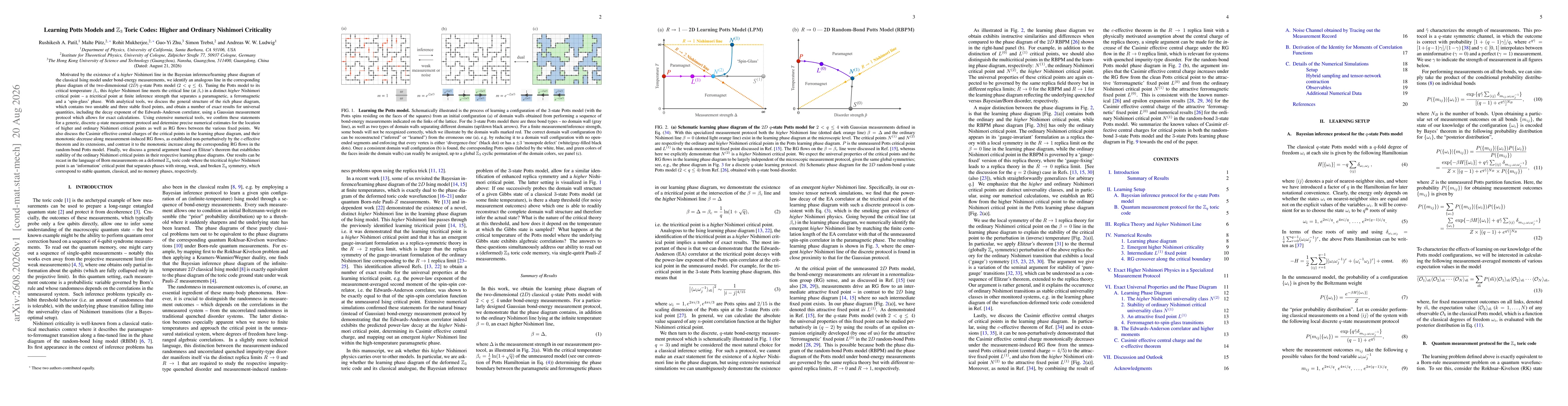 Thumbnail for Learning Potts Models and $Z_3$ Toric Codes: Higher and Ordinary Nishimori Criticality