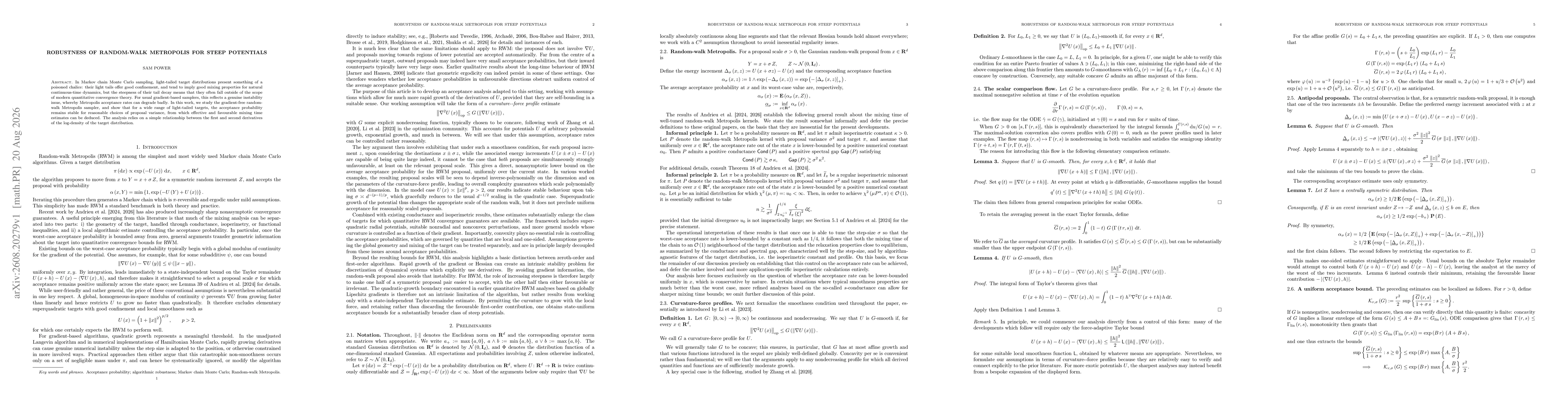 Thumbnail for Robustness of random-walk Metropolis for steep potentials