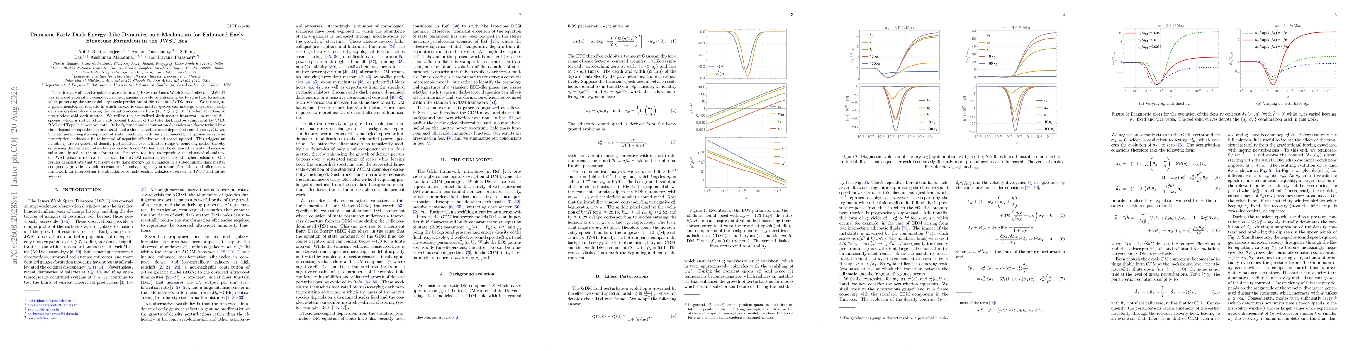 Thumbnail for Transient Early Dark Energy-Like Dynamics as a Mechanism for Enhanced Early Structure Formation in the JWST Era