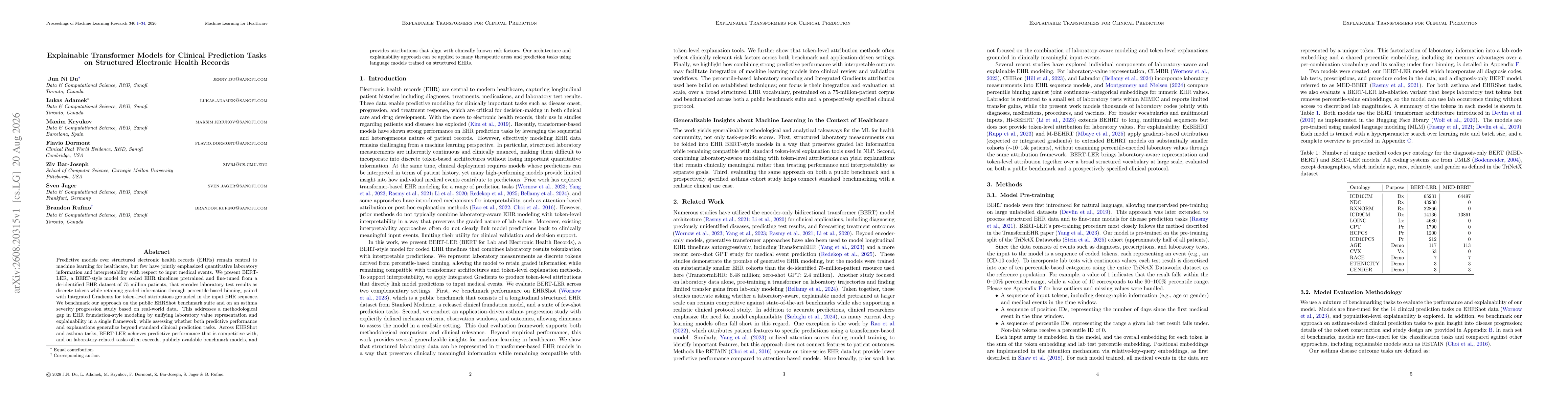 Thumbnail for Explainable Transformer Models for Clinical Prediction Tasks on Structured Electronic Health Records