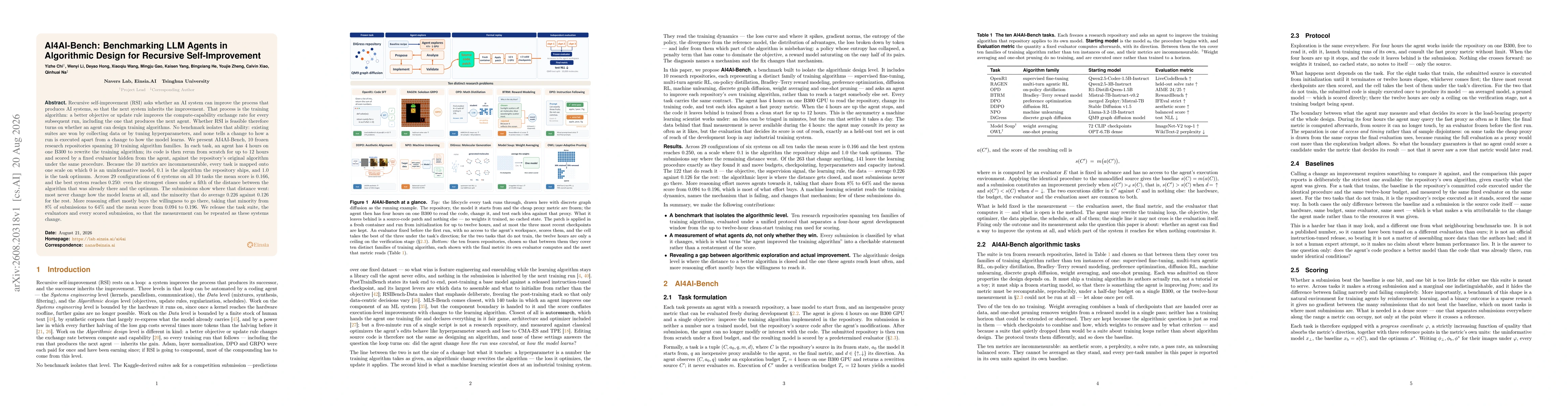 Thumbnail for AI4AI-Bench: Benchmarking LLM Agents in Algorithmic Design for Recursive Self-Improvement