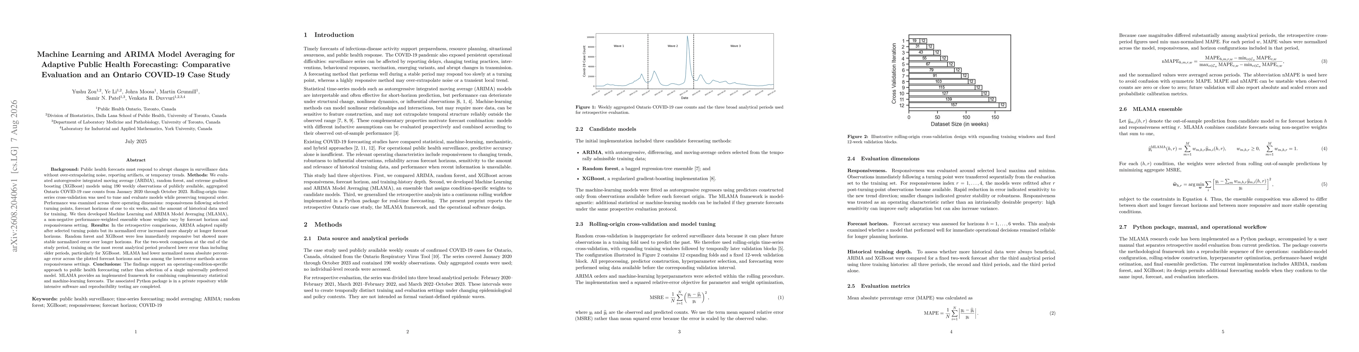 Thumbnail for Machine Learning and ARIMA Model Averaging for Adaptive Public Health Forecasting: Comparative Evaluation and an Ontario COVID-19 Case Study