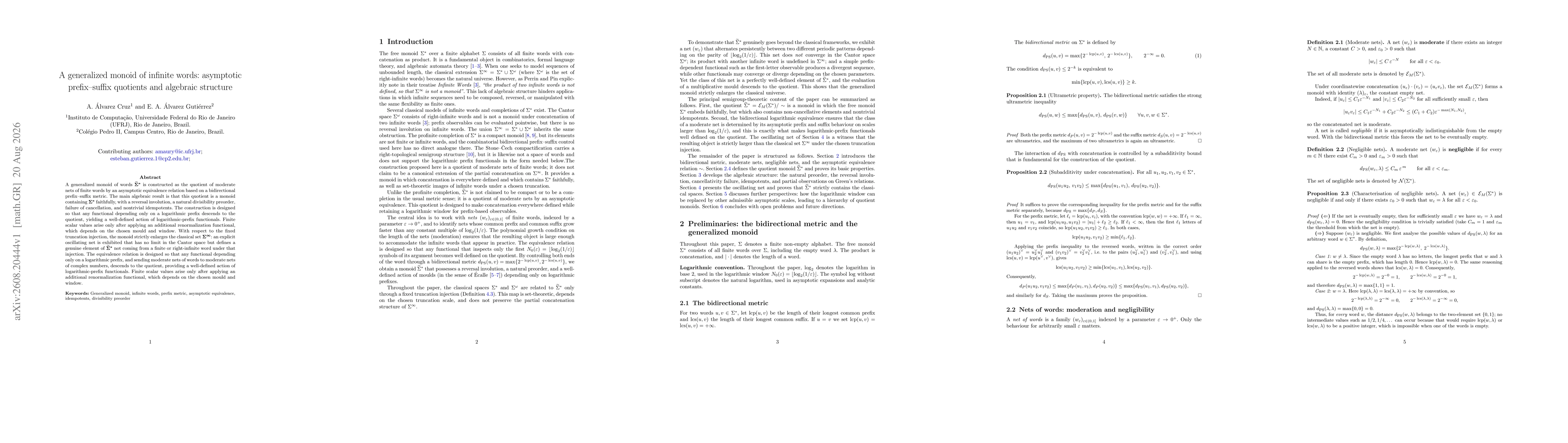 Thumbnail for A generalized monoid of infinite words: asymptotic prefix-suffix quotients and algebraic structure