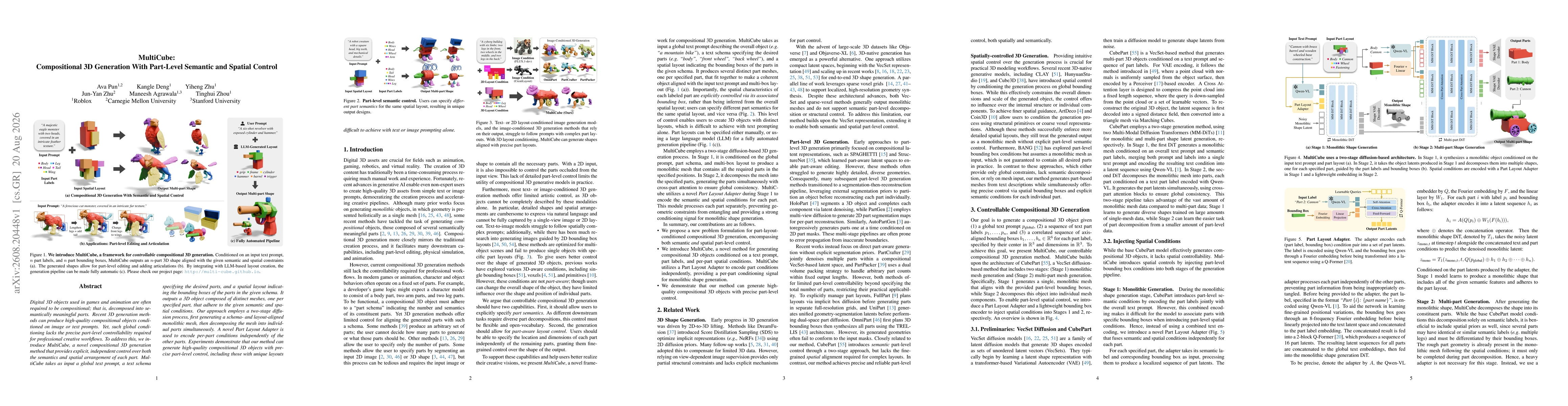 Thumbnail for MultiCube: Compositional 3D Generation With Part-Level Semantic and Spatial Control