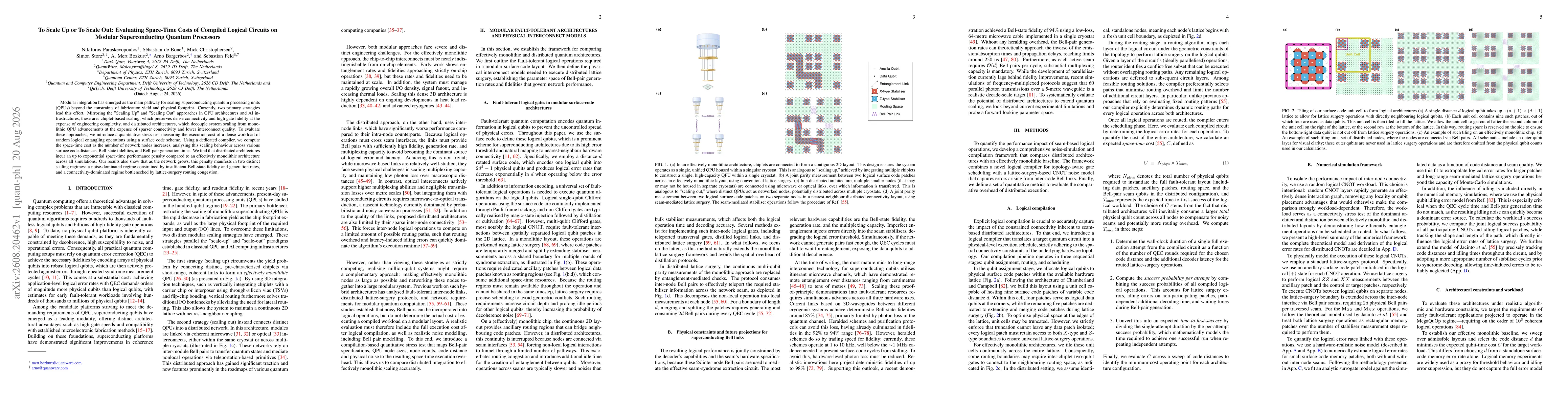 Thumbnail for To Scale Up or To Scale Out: Evaluating Space-Time Costs of Compiled Logical Circuits on Modular Superconducting Quantum Processors