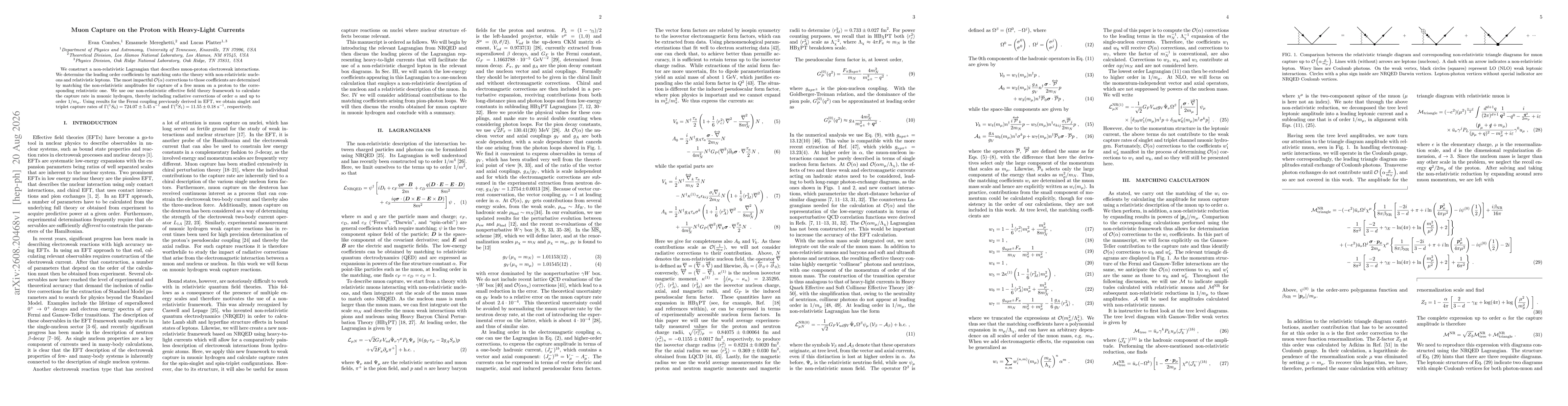 Thumbnail for Muon Capture on the Proton with Heavy-Light Currents