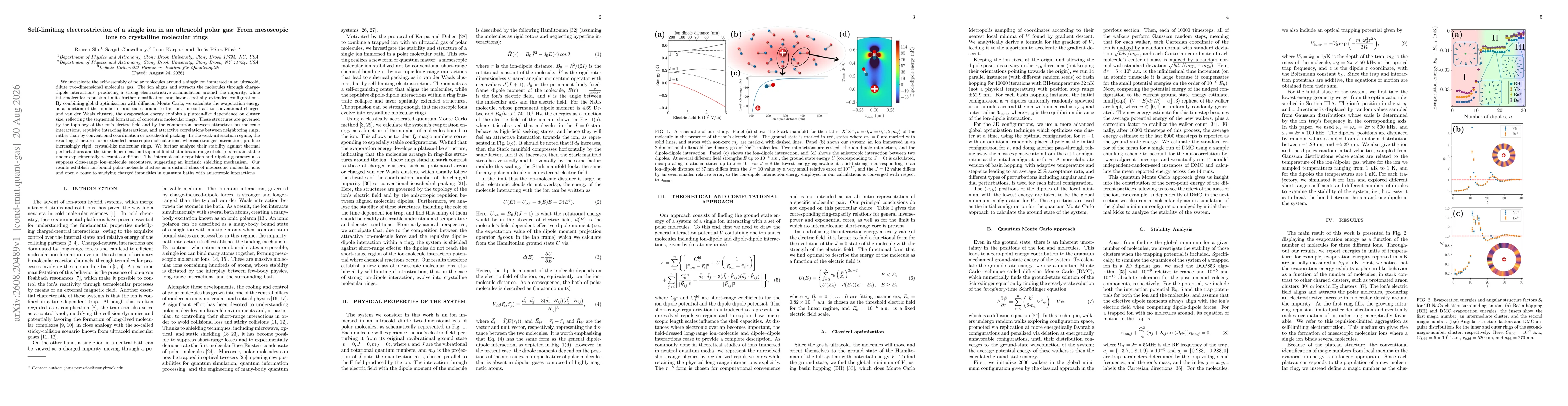 Thumbnail for Self-limiting electrostriction of a single ion in an ultracold polar gas: From mesoscopic ions to crystalline molecular rings