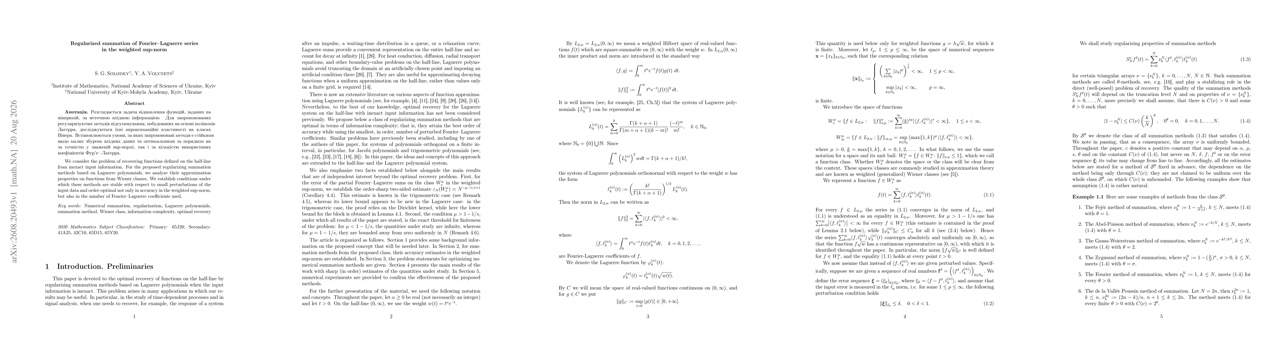 Thumbnail for Regularized summation of Fourier-Laguerre series in the weighted sup-norm