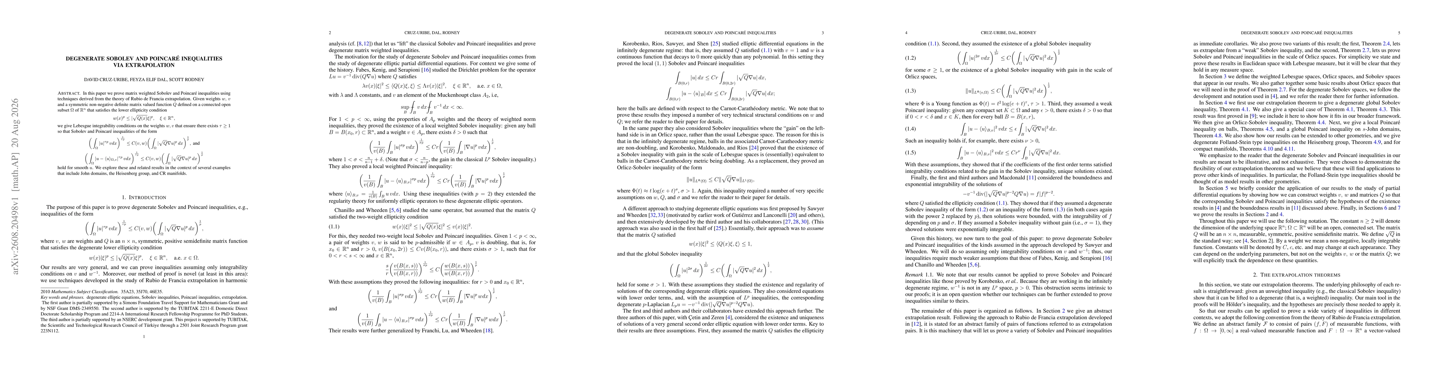 Thumbnail for Degenerate Sobolev and Poincaré inequalities via extrapolation