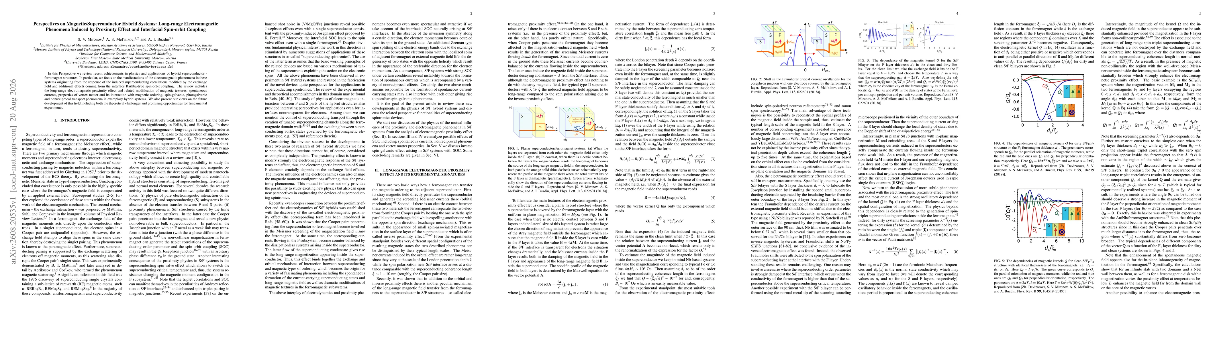 Thumbnail for Perspectives on Magnetic/Superconductor Hybrid Systems: Long-range Electromagnetic Phenomena Induced by Proximity Effect and Interfacial Spin-orbit Coupling