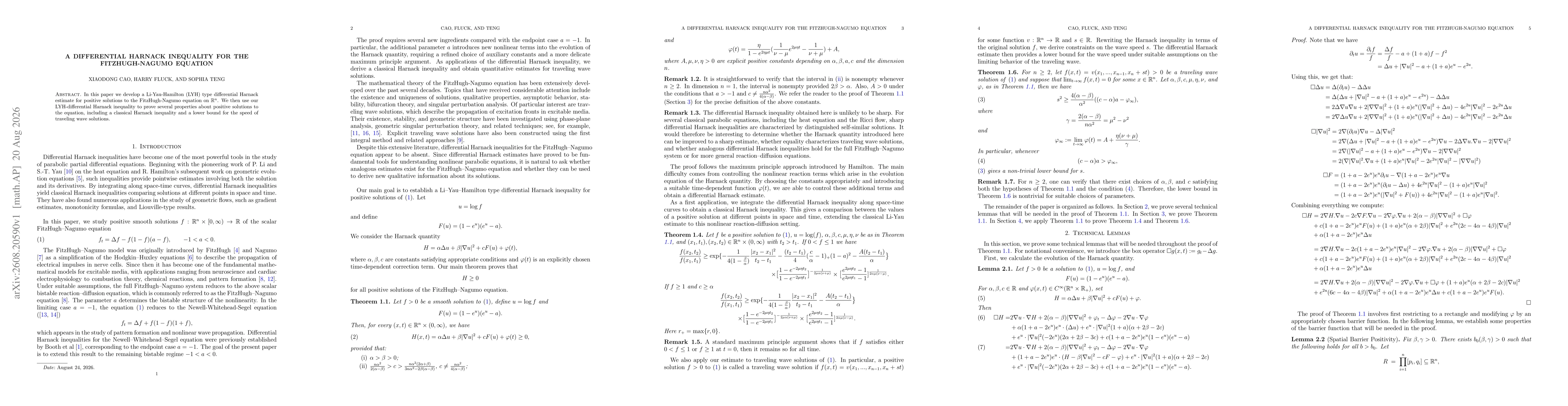 Thumbnail for A Differential Harnack Inequality for the FitzHugh-Nagumo Equation